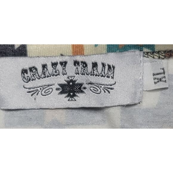 Crazy Train Beige Green Black Aztec Print Romper XL Lightweight Soft Stretch - Picture 4 of 7